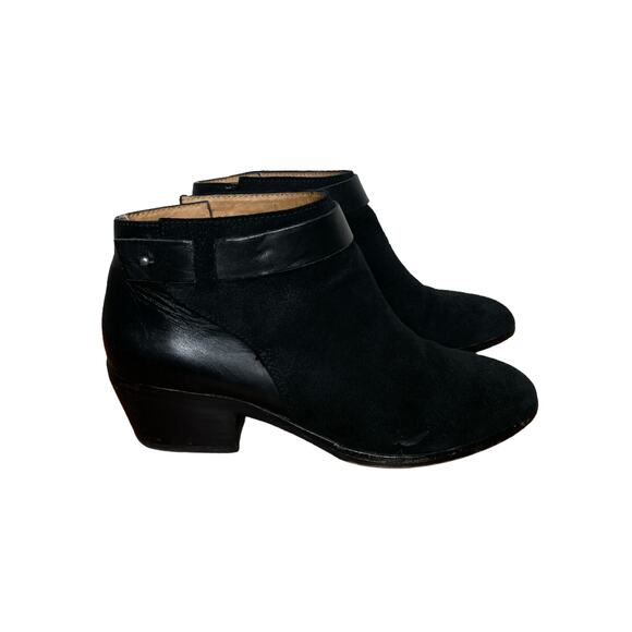 Madewell Suede Charley Collar Stud Booties Black 6 - Picture 1 of 9